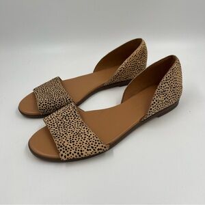 NEW J.Crew Morgan Calf-Hair Peep Toe Flats 7.5 Tan/Black Spotted Leopard